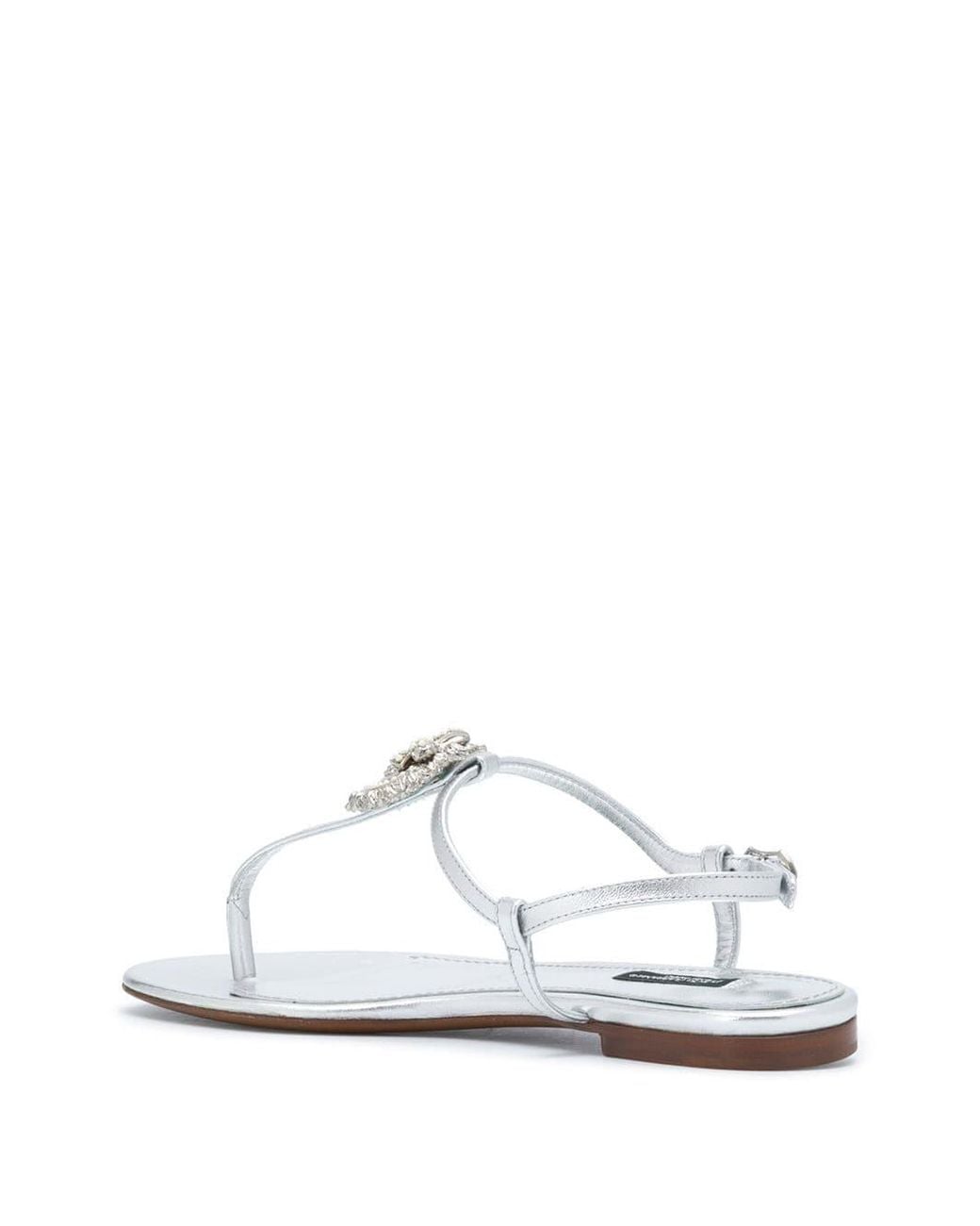 Dolce & Gabbana White Metallic Strap Sandals
