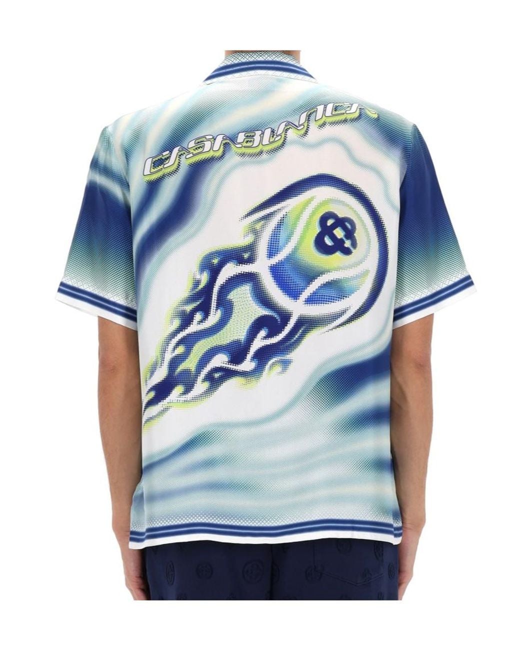 Casablanca Blue Short Sleeve Camp Collar Shirt for men
