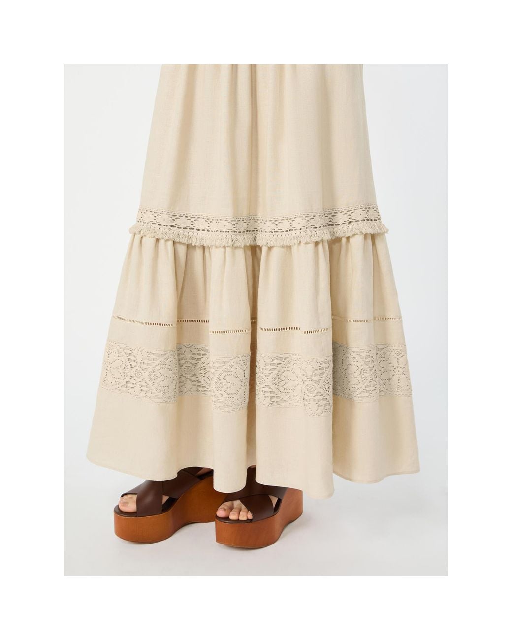 Weekend by Maxmara Natural Long Linen Fabric Skirt