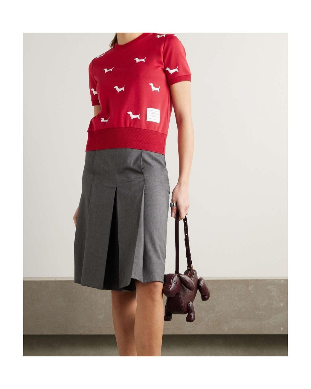 Thom Browne Red Short-Sleeve Rib-Cuff Tee