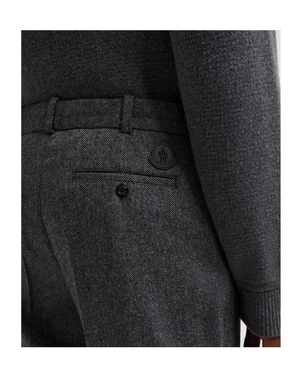 Moncler Gray Logo Patch Straight-Leg Pants for men