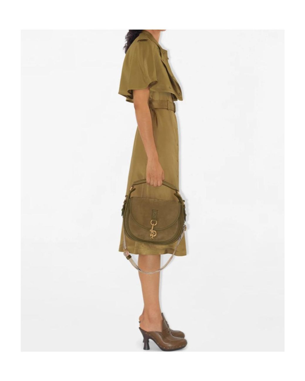 Burberry Green Belted Waist Trench Dress