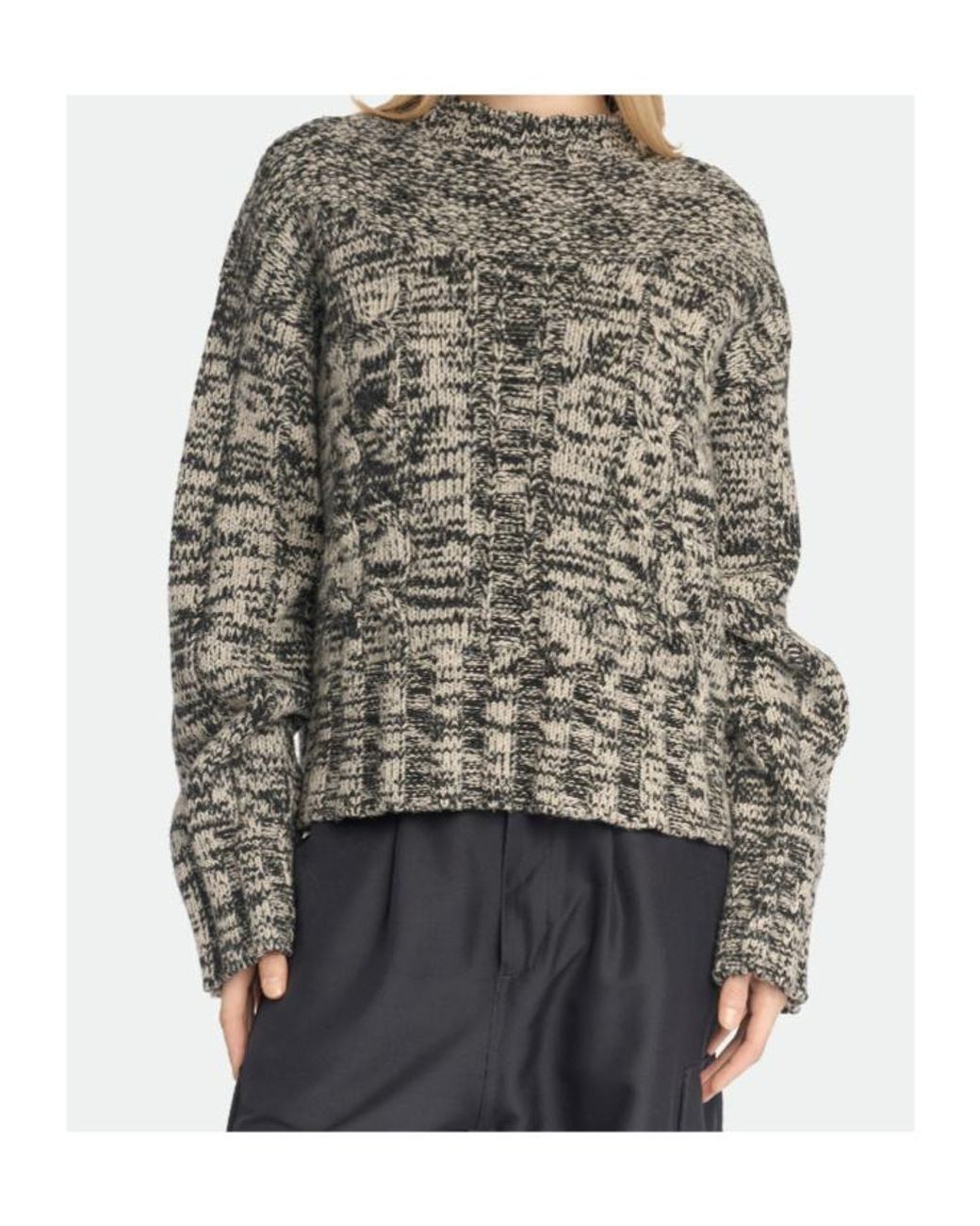 Malo Gray Mélange Cable-Knit Knitted Sweater
