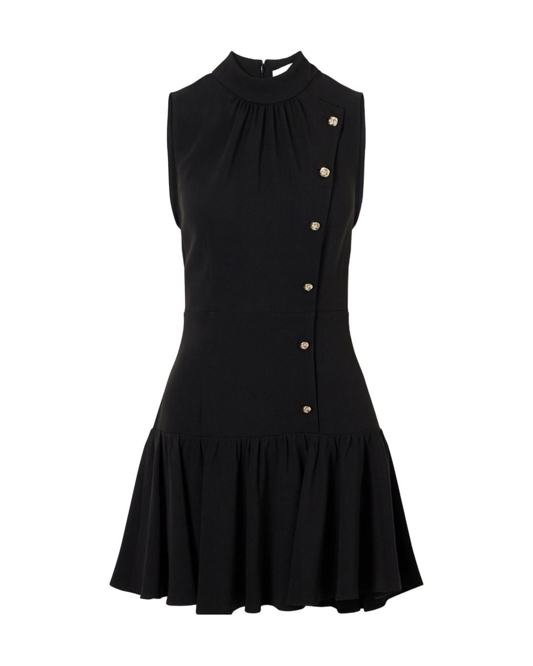 Alessandra Rich Black Button-Embellished Cady Mini Dress