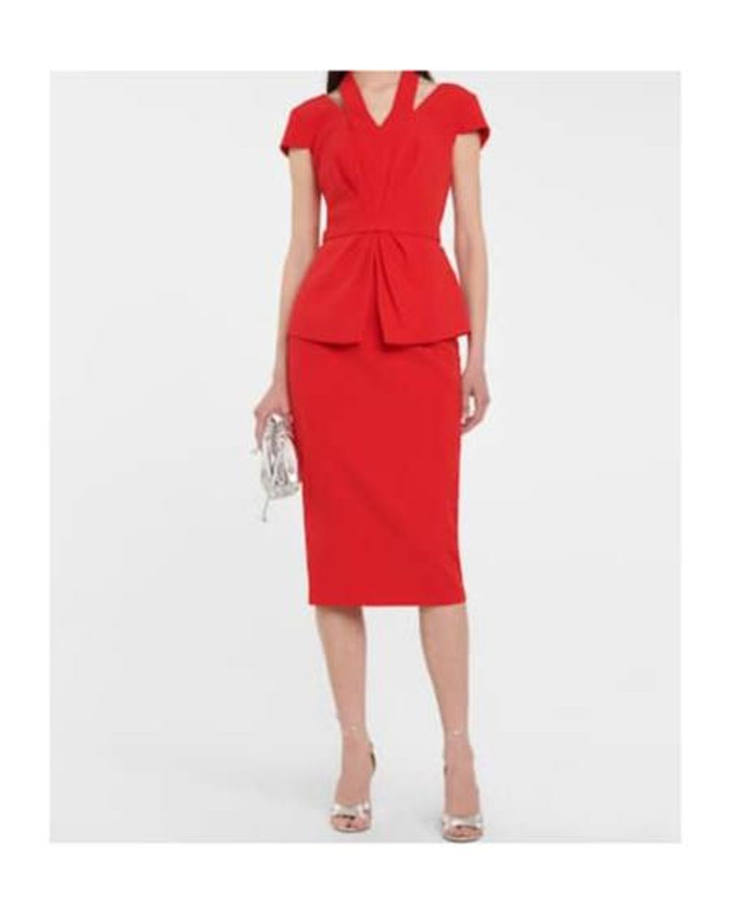 Safiyaa Red Ramona Crêpe Halterneck Cutout Top