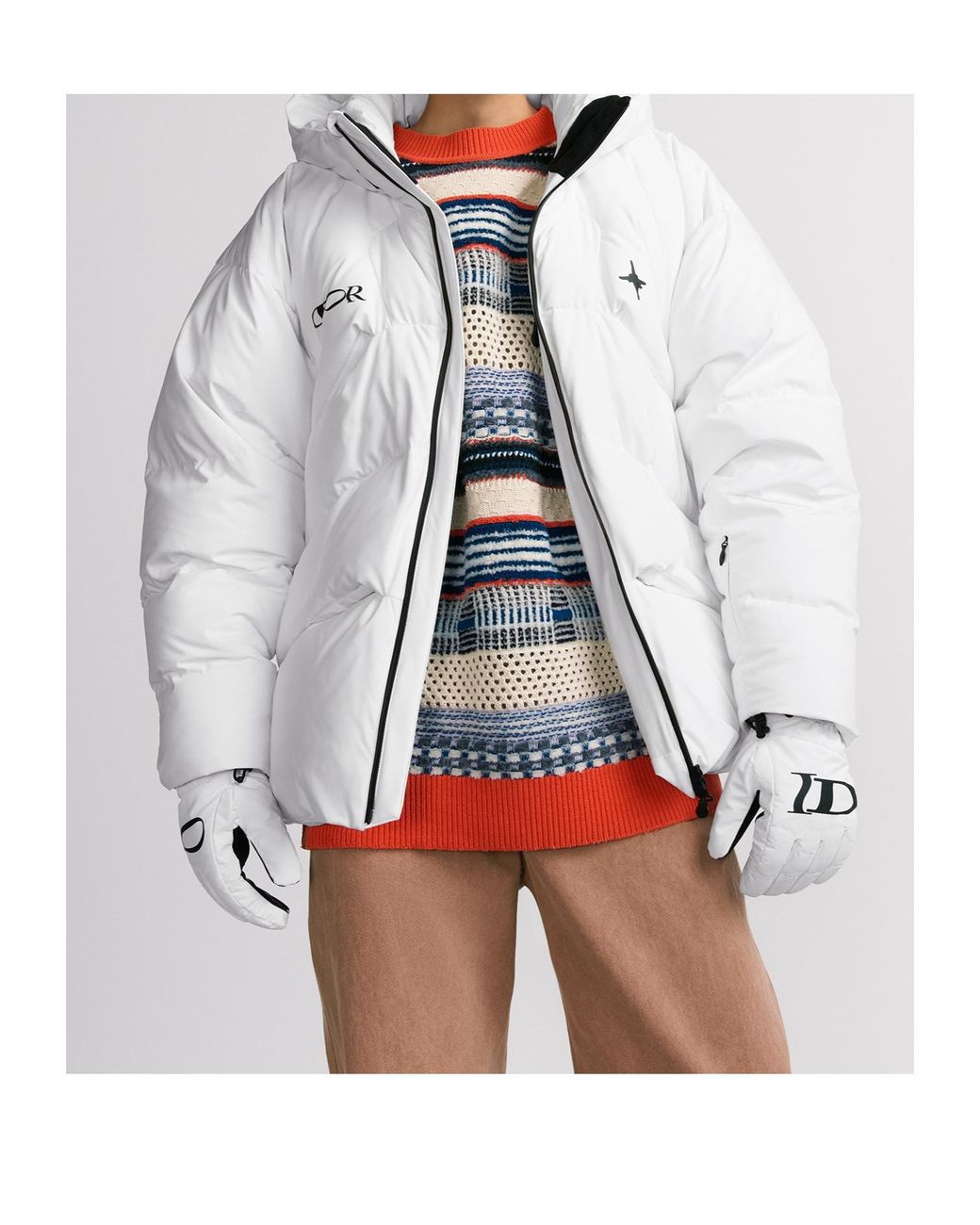 Dior Gray And Descente And Lewis Hamilton Quilted Puffer Ski Jacket for men