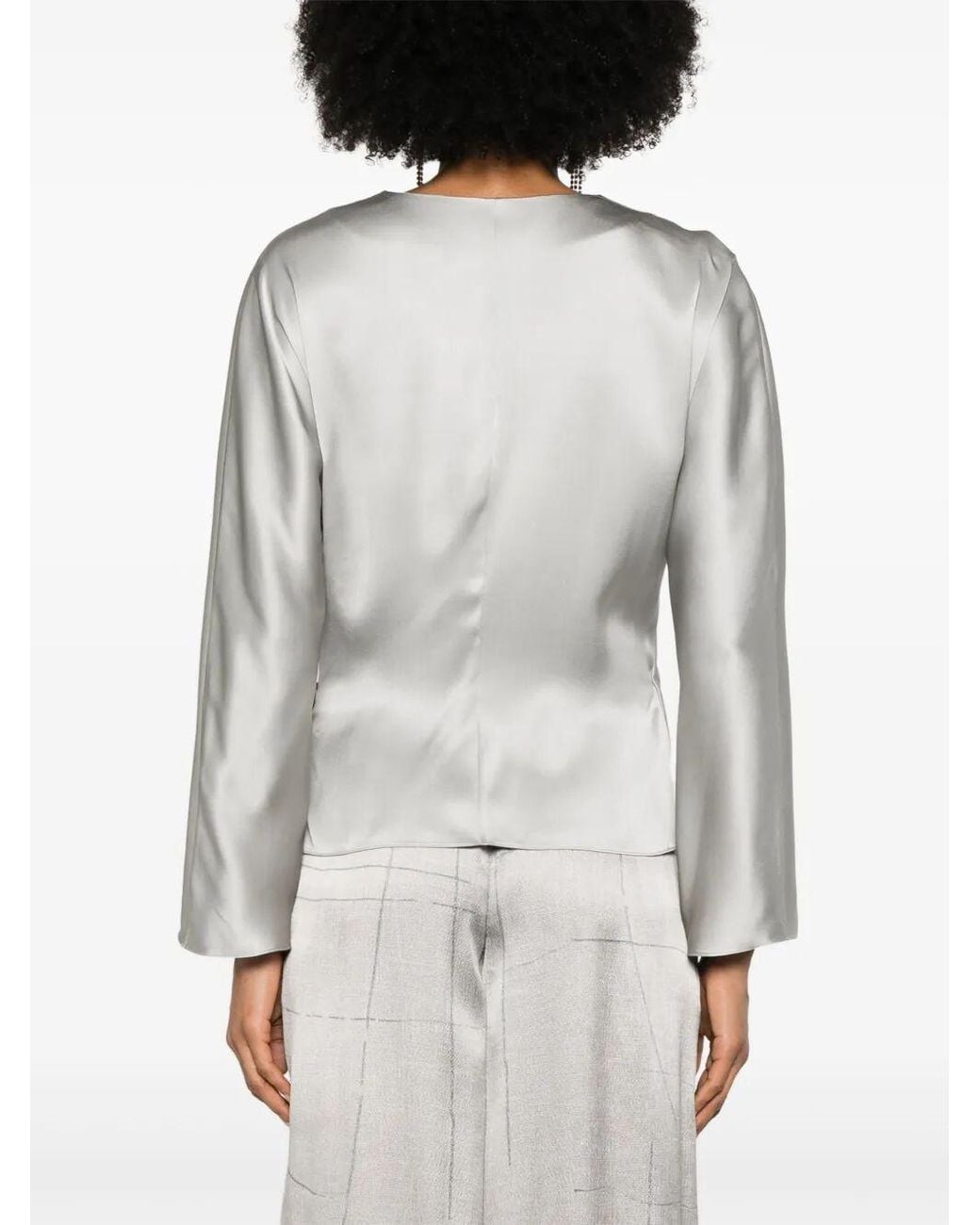 Giorgio Armani Gray Wrap Design Draped Blouse