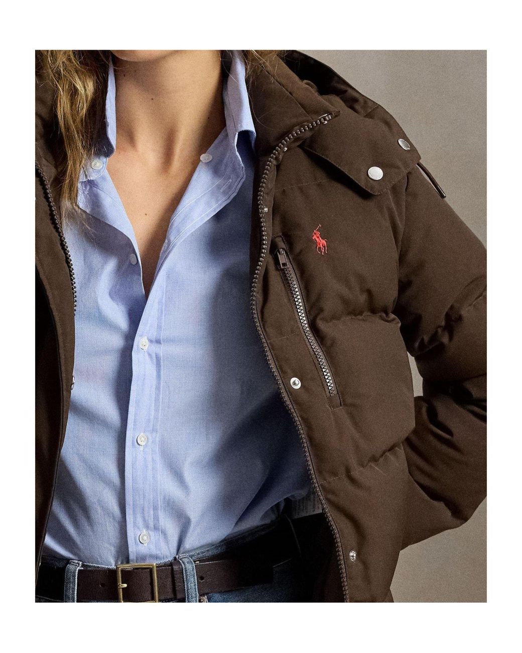 Polo Ralph Lauren Brown Cropped Puffer Jacket