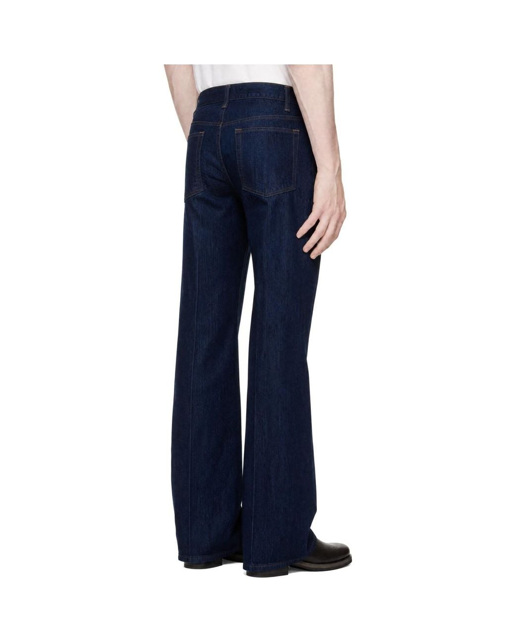 TONYWACK Blue Flared Contrast-Stitch Jeans for men