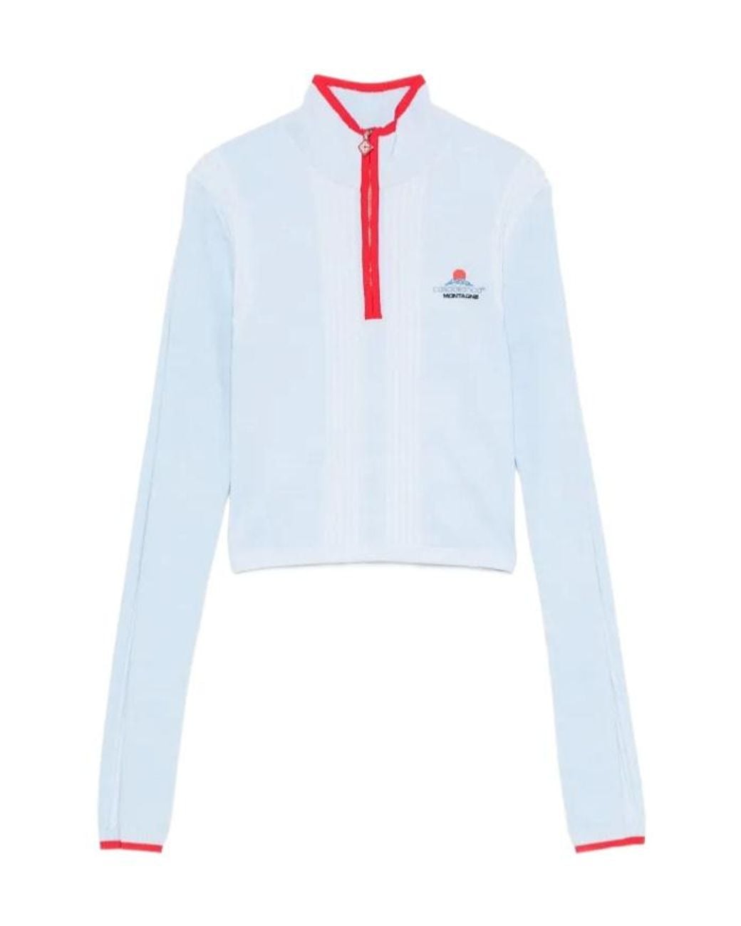 Casablanca Blue Ribbed Zip-Up Sweatshirt