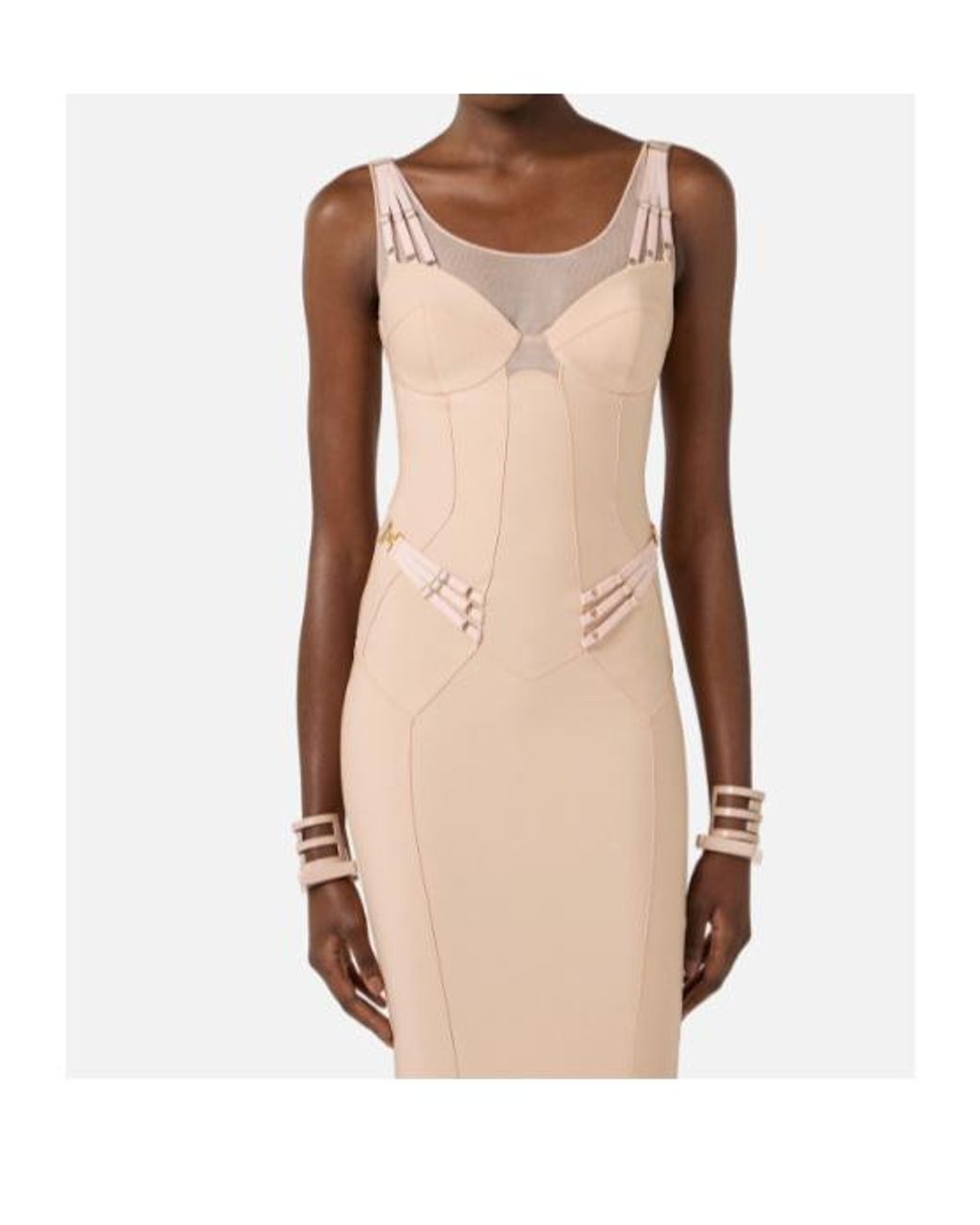 Elisabetta Franchi Multicolor Sheer Panel Corset Dress