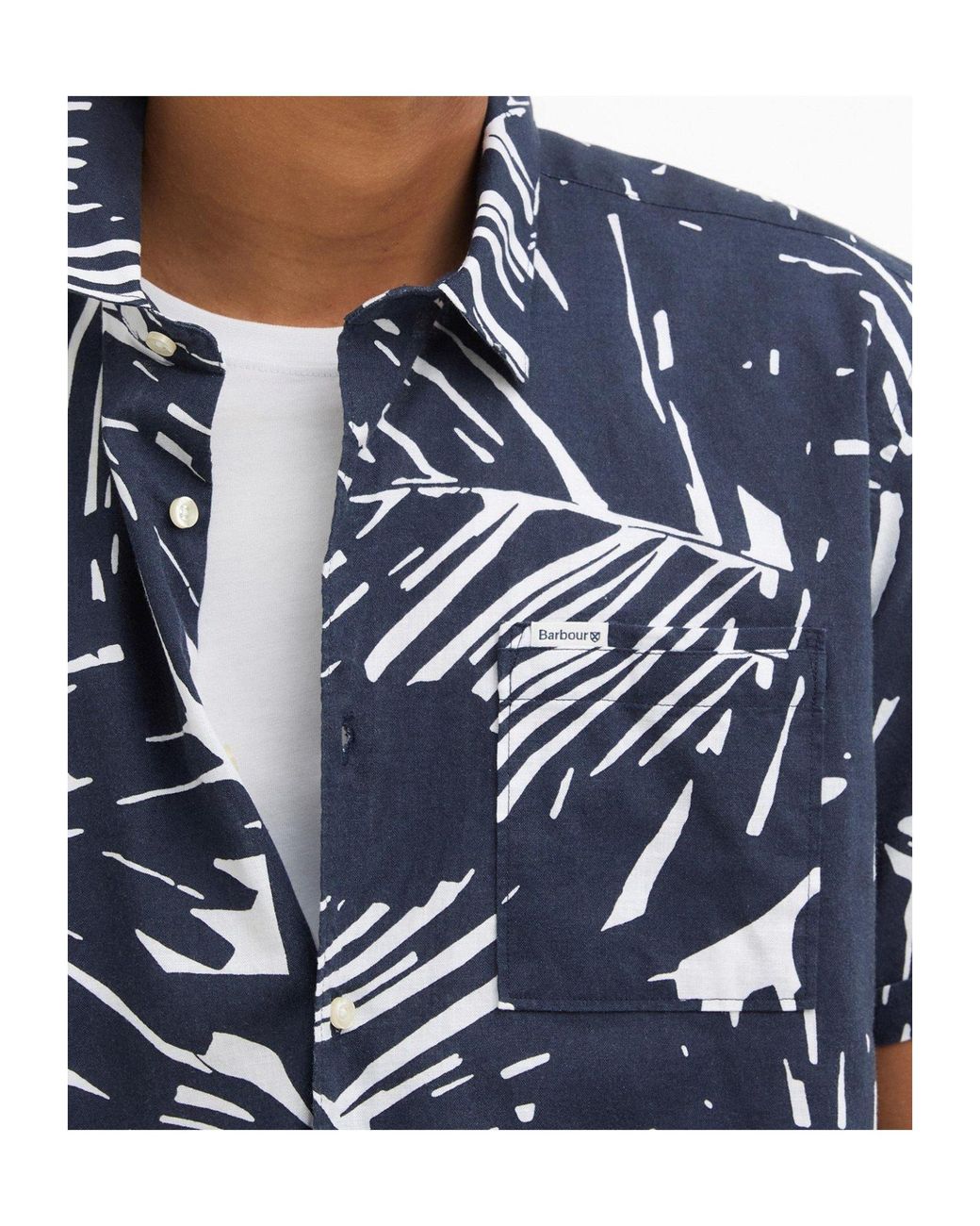 Barbour Blue Short-Sleeved Printed Shirt for men