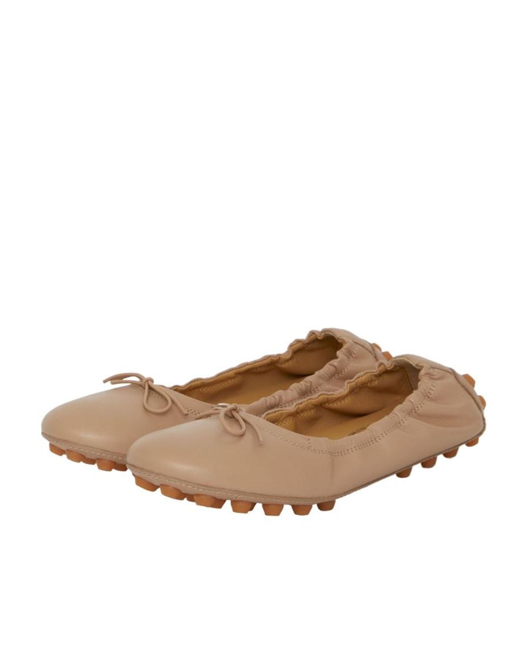 Tod's Natural Gommino Bow-Detailed Ballerina Shoes