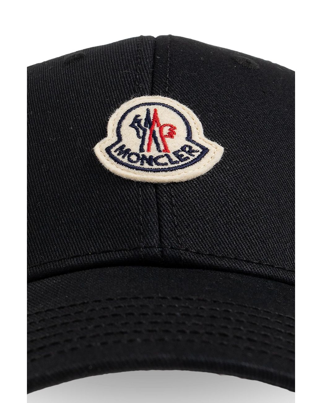 Moncler Black Gabardine Logo Patch Baseball Cap