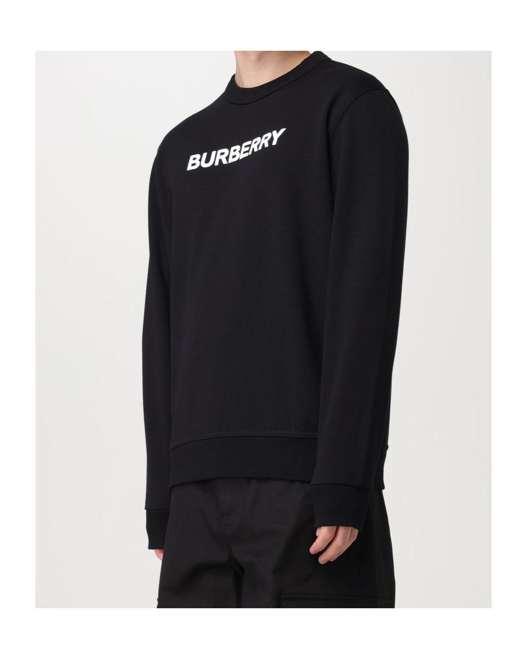 Burberry Black Logo Printed Crewneck Sweatshirt for men