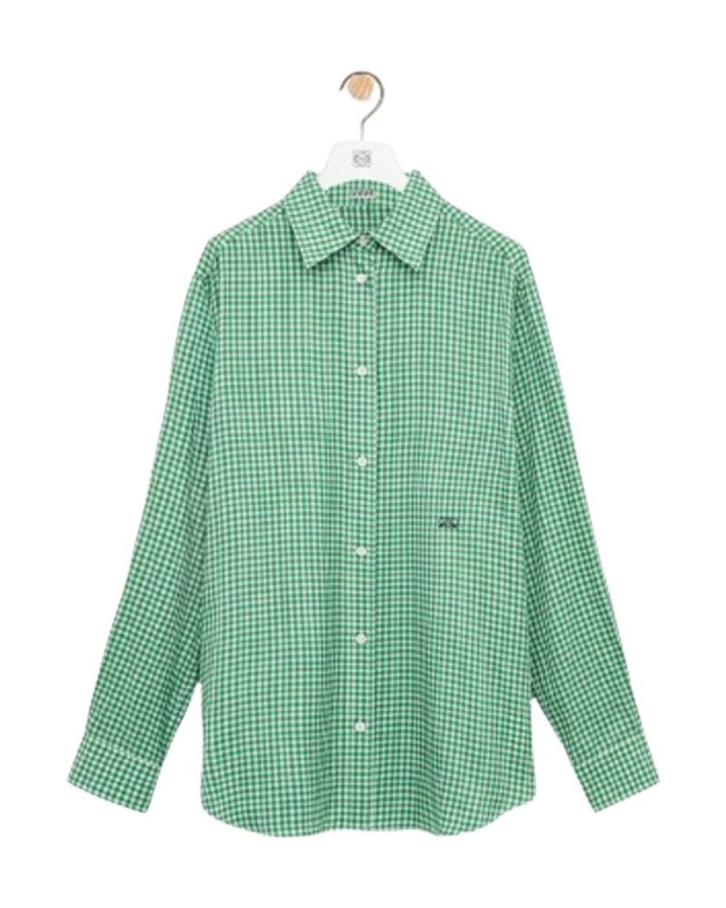 Loewe Green Long Sleeve Checked Shirt