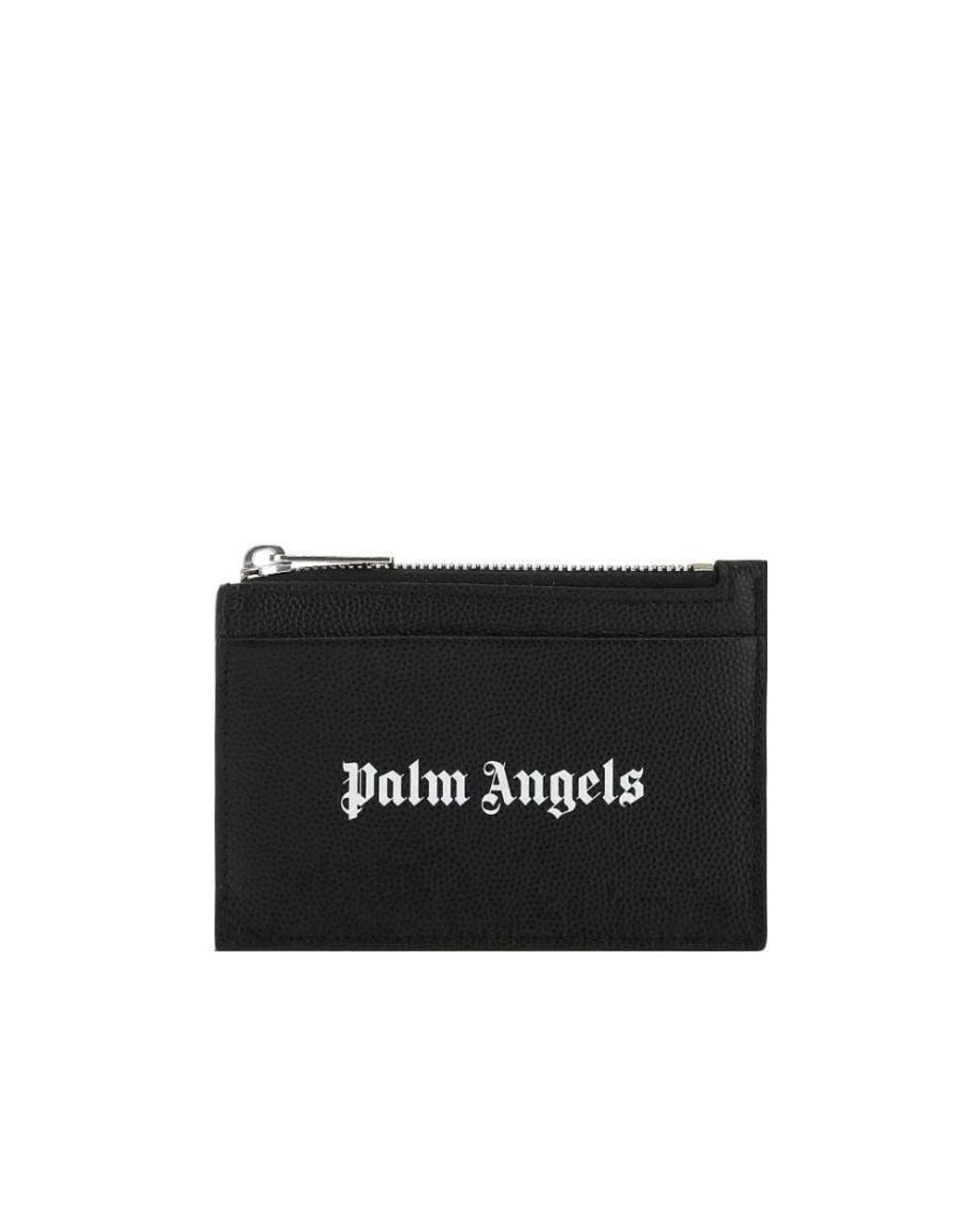Palm Angels Black Logo Print Zipped Cardholder for men