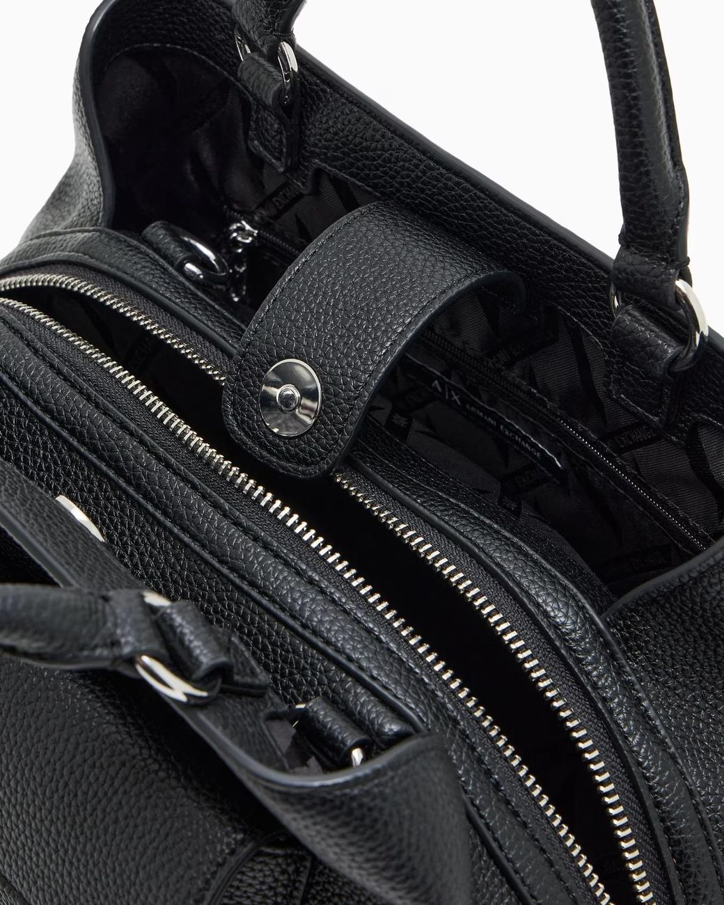 ARMANI EXCHANGE Black Pocket-Detail Tote Bag