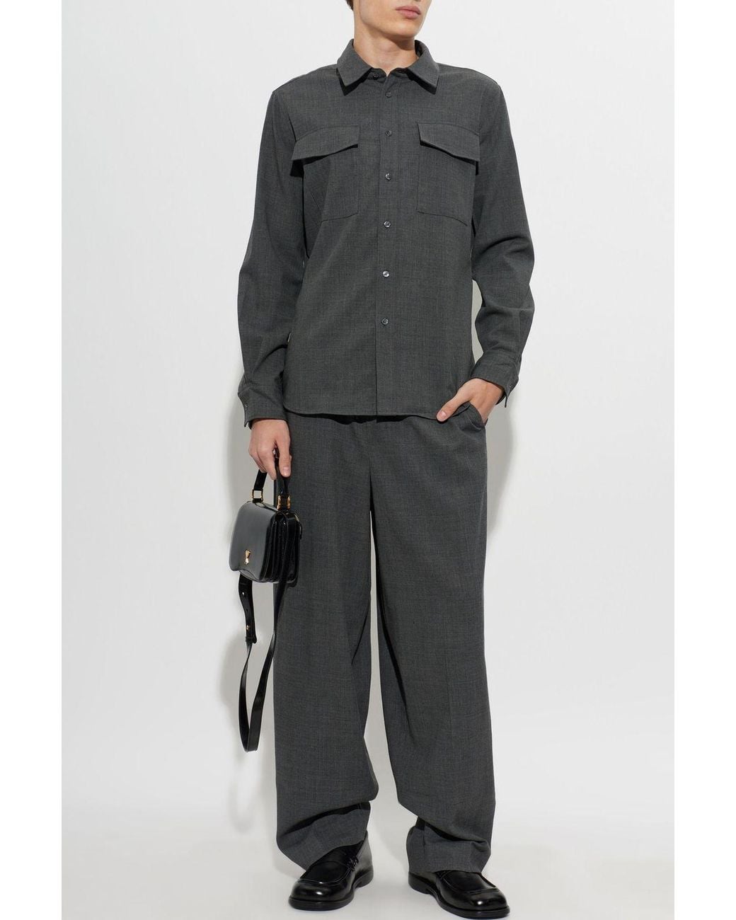AMI Gray Ami Flap-Pocket Buttoned Shirt for men