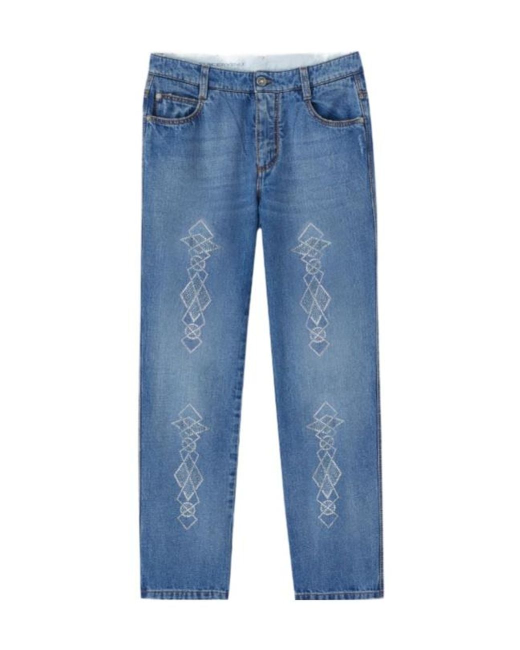 Ermanno Scervino Blue Rhinestone-Embellished Jeans