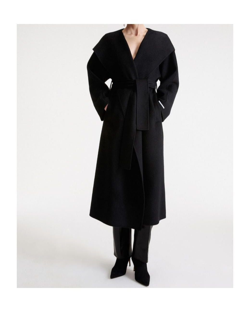Marella Black Pure Wool Kimono Coat