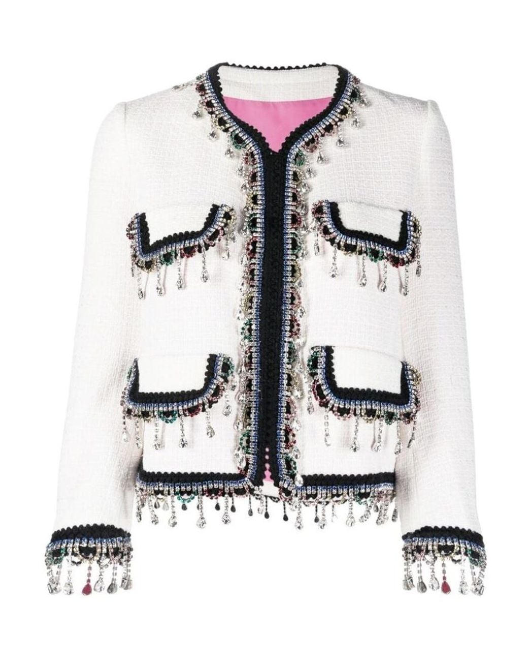 DSquared² White 24 Chic Embellished Cropped Jacket