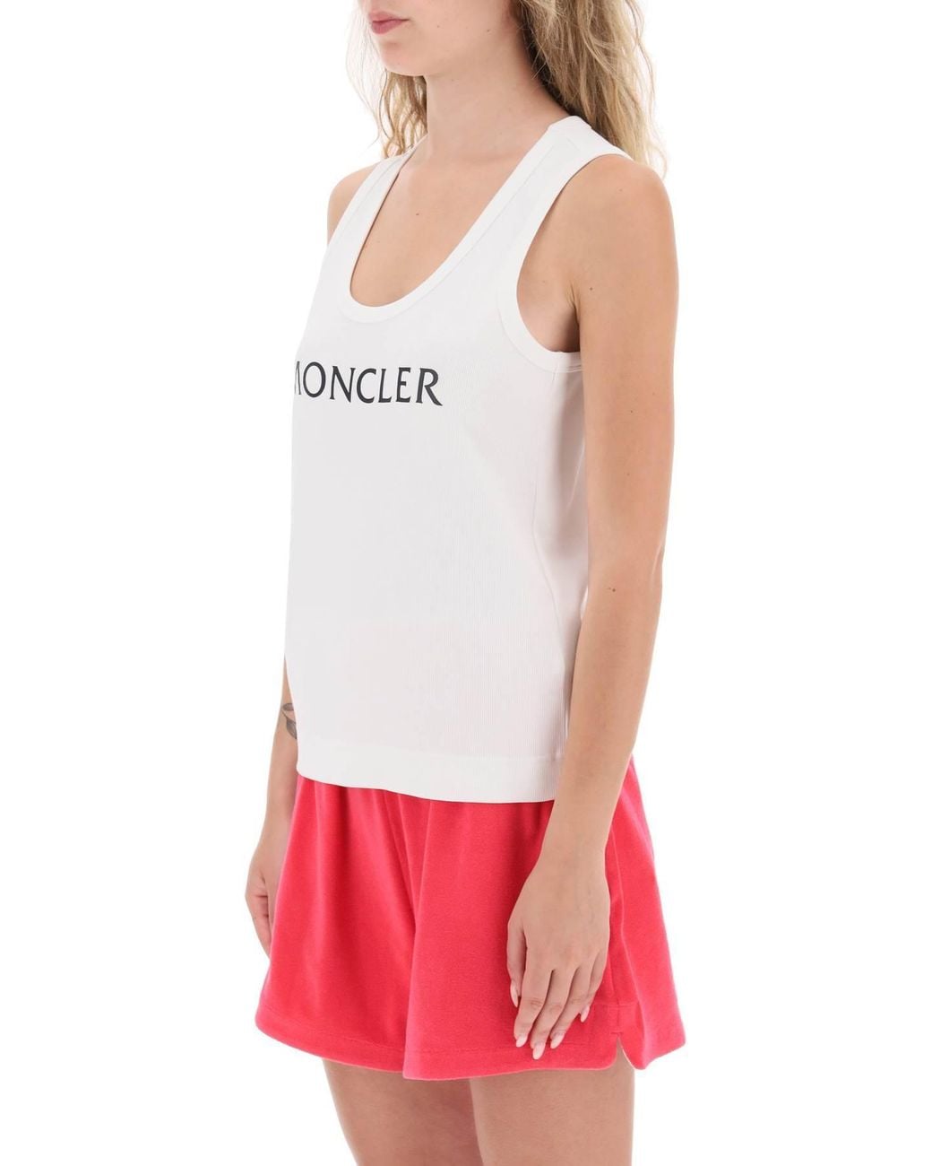 Moncler White Logo Tank Top