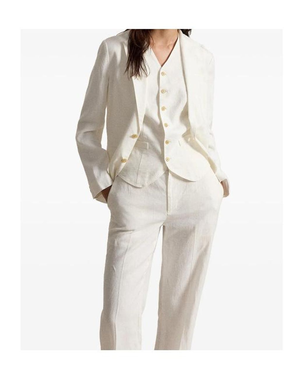 Ralph Lauren White Blazer With Single Breasted Button Fastening