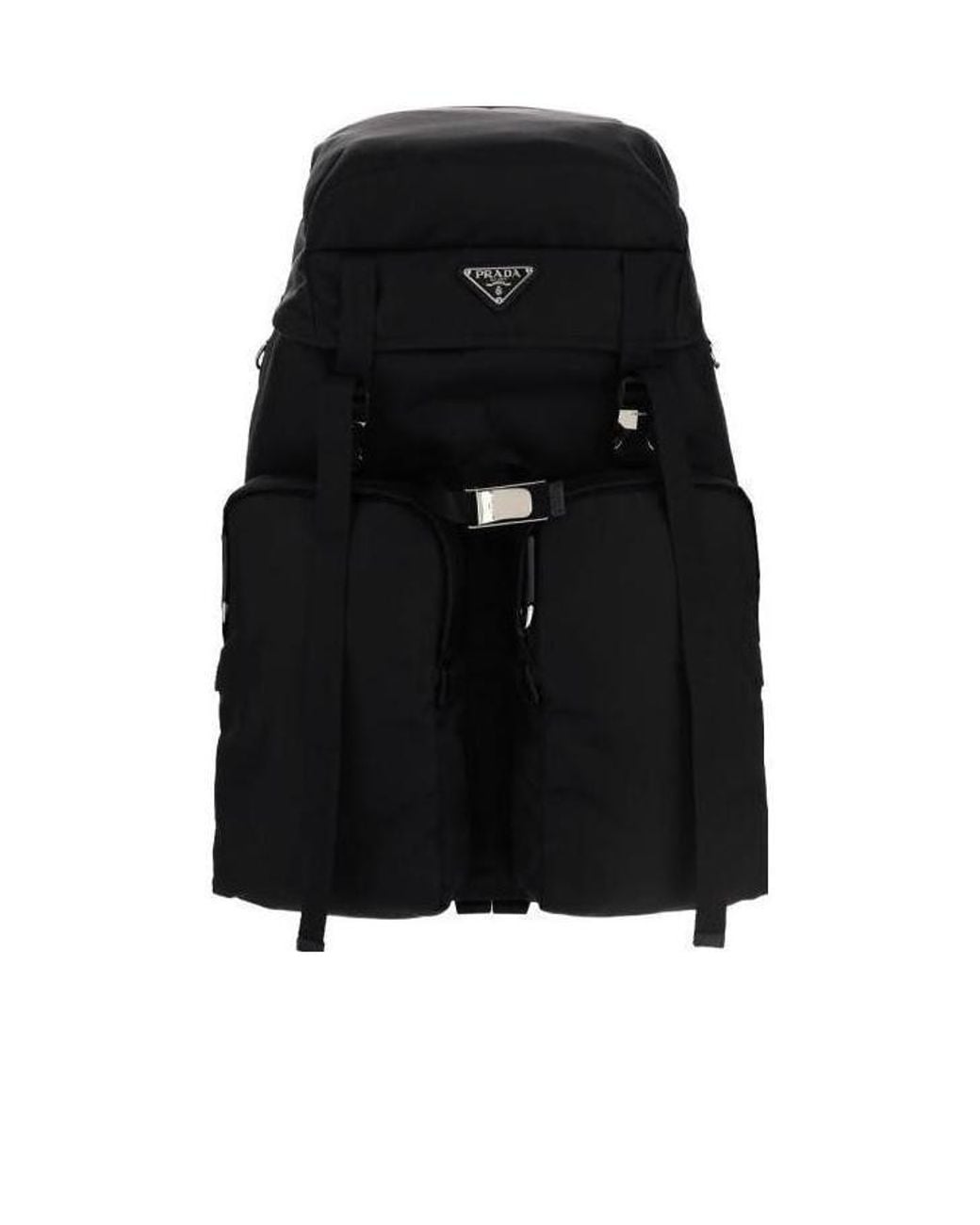 Prada Black Pocket Detail Buckled Backpack for men