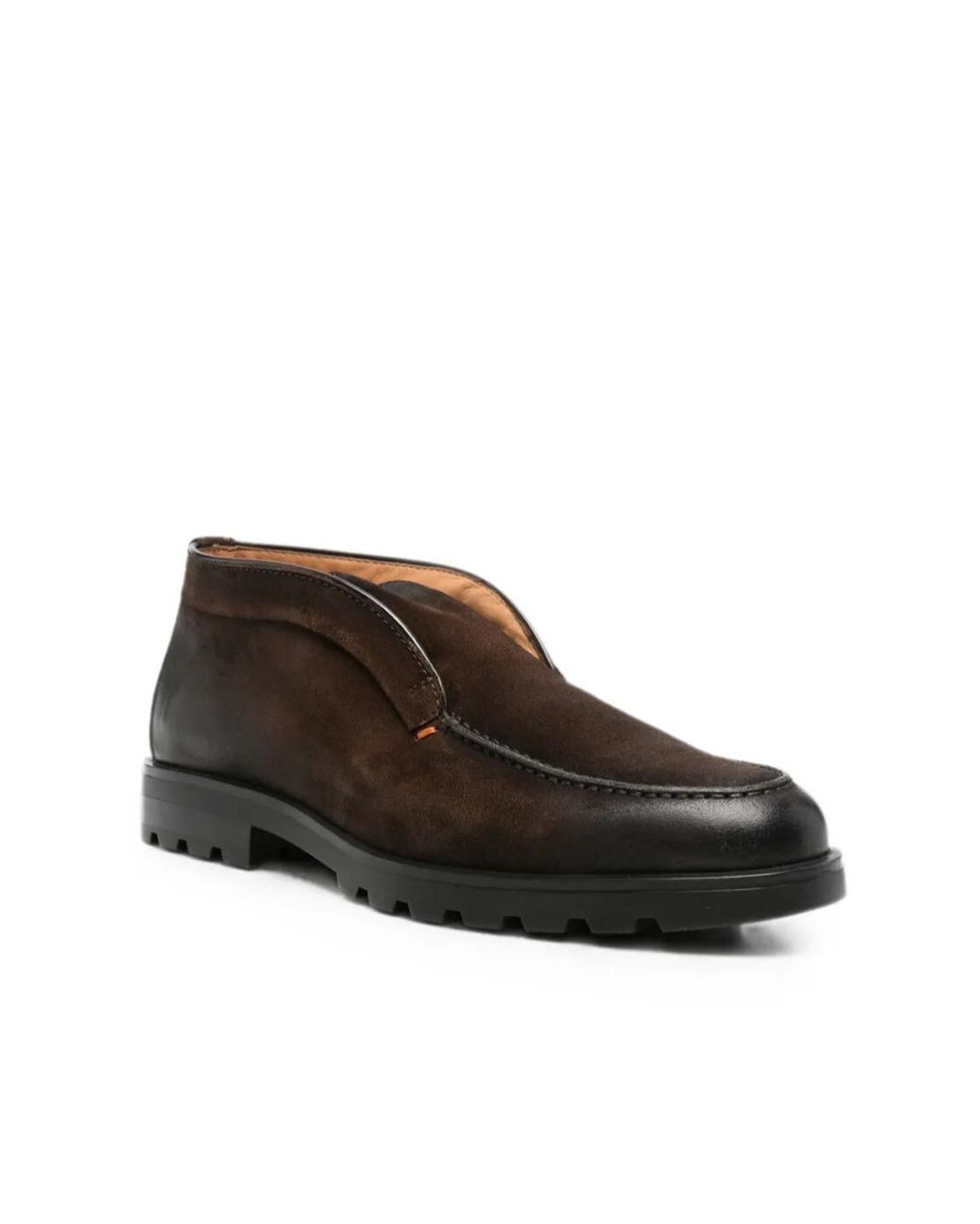 Santoni Brown Round-Toe Leather Loafers for men