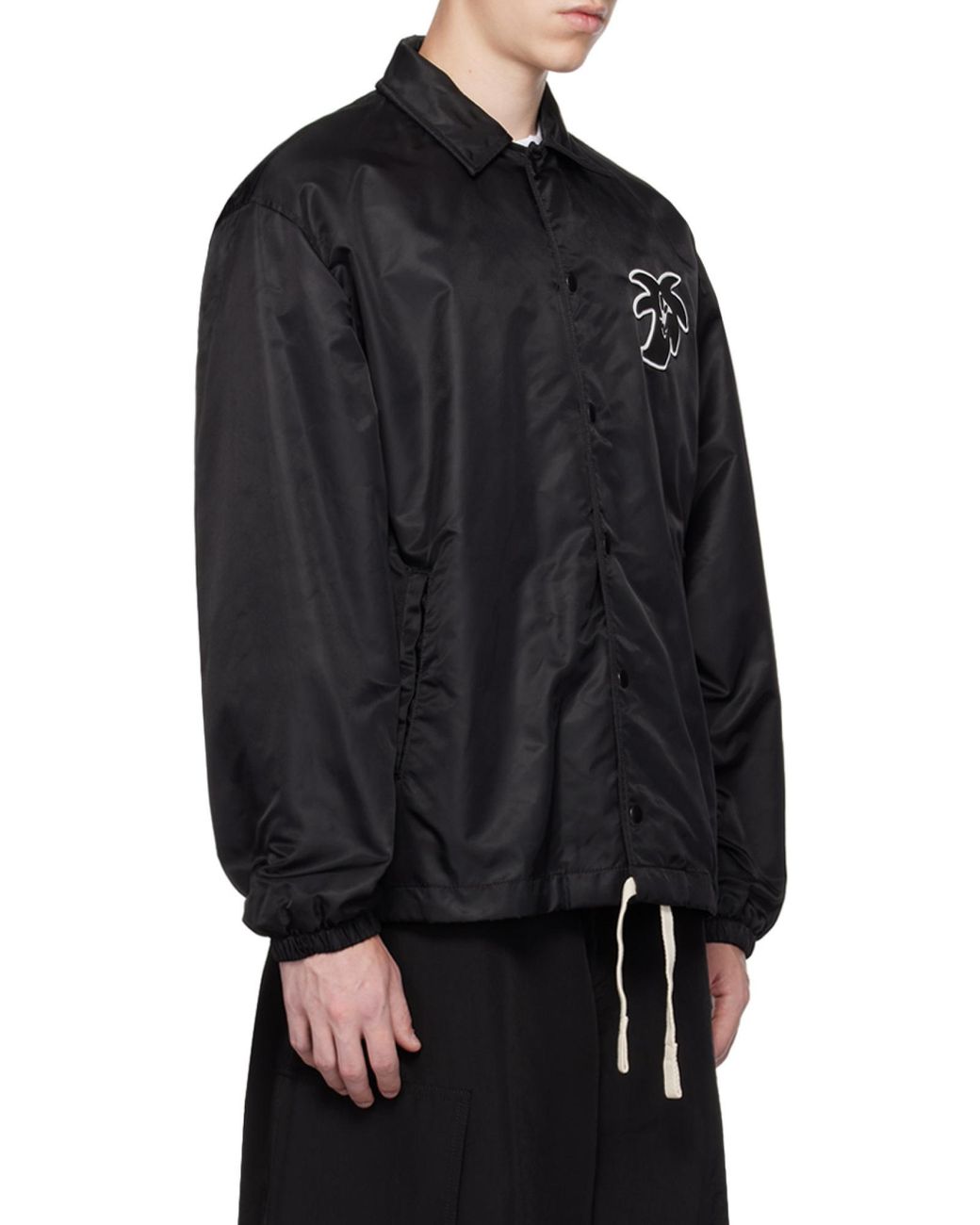 Palm Angels Black Logo Printed Coat for men