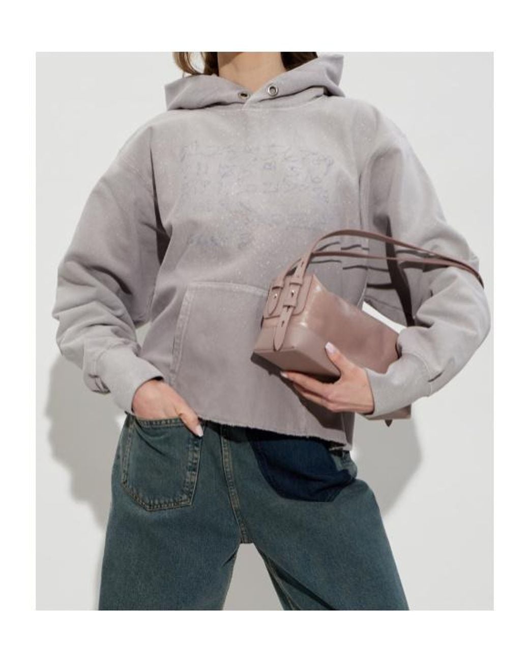 Maison Margiela Gray Printed-Detail Drawstring Hoodie