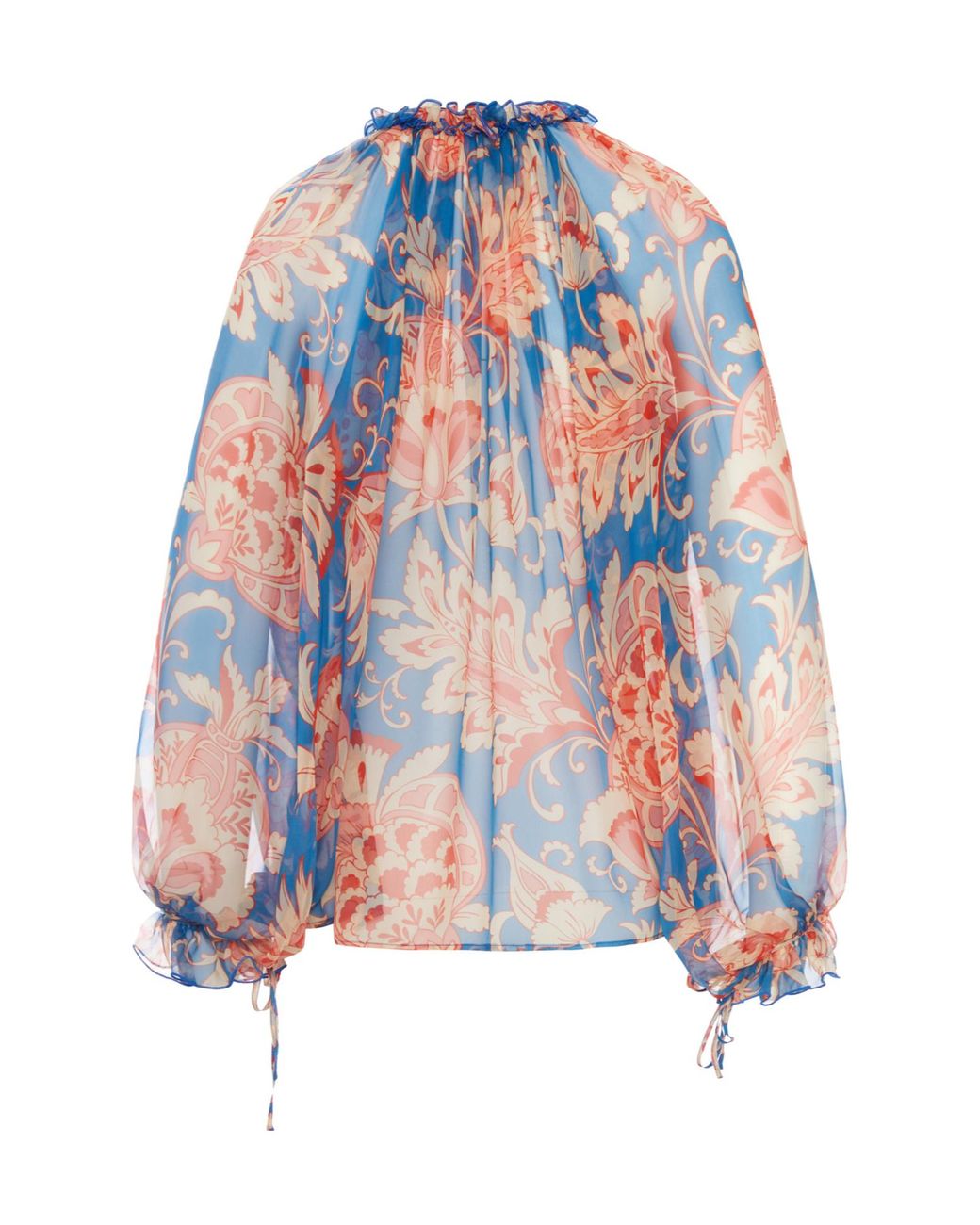 Etro Blue Silk Blouse With Floral Print