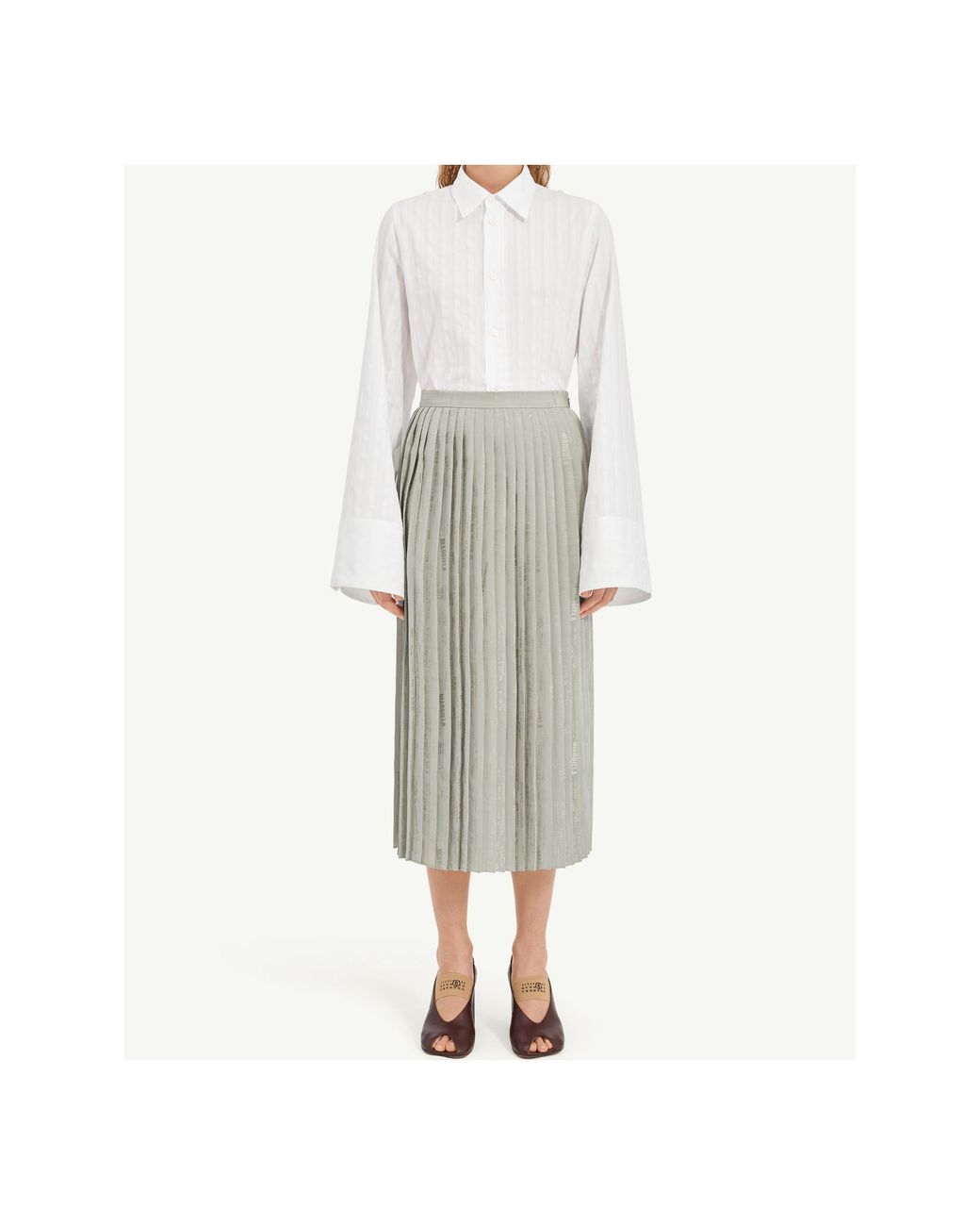 MM6 by Maison Margiela Gray Zipped Pleated Skirt