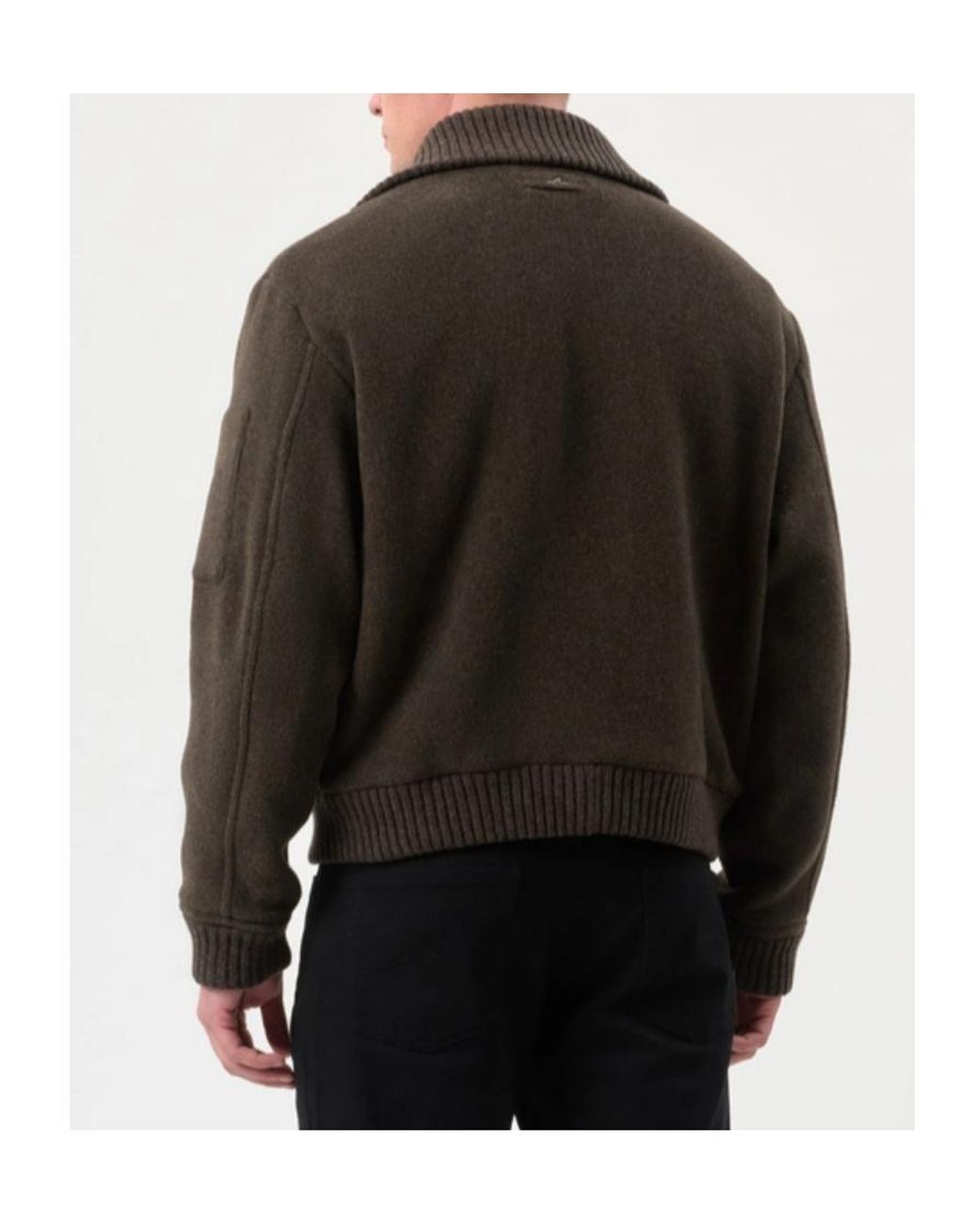 Paul & Shark Black Ribbed-Collar Wool-Blend Jacket for men