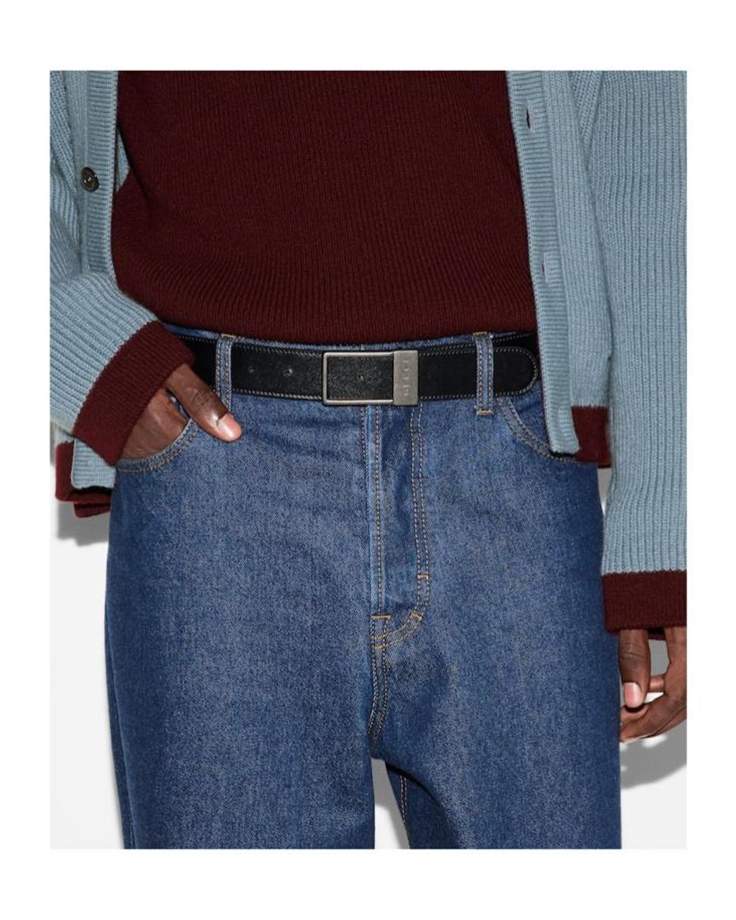 Gucci White Monogrammed Square Buckled Belt for men