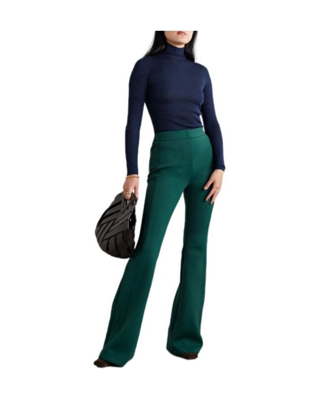 Akris Green High-Waisted Flared Pants
