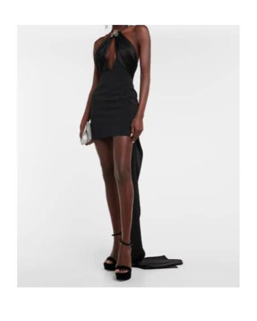 David Koma Black Embellished Halter-Neck Minidress