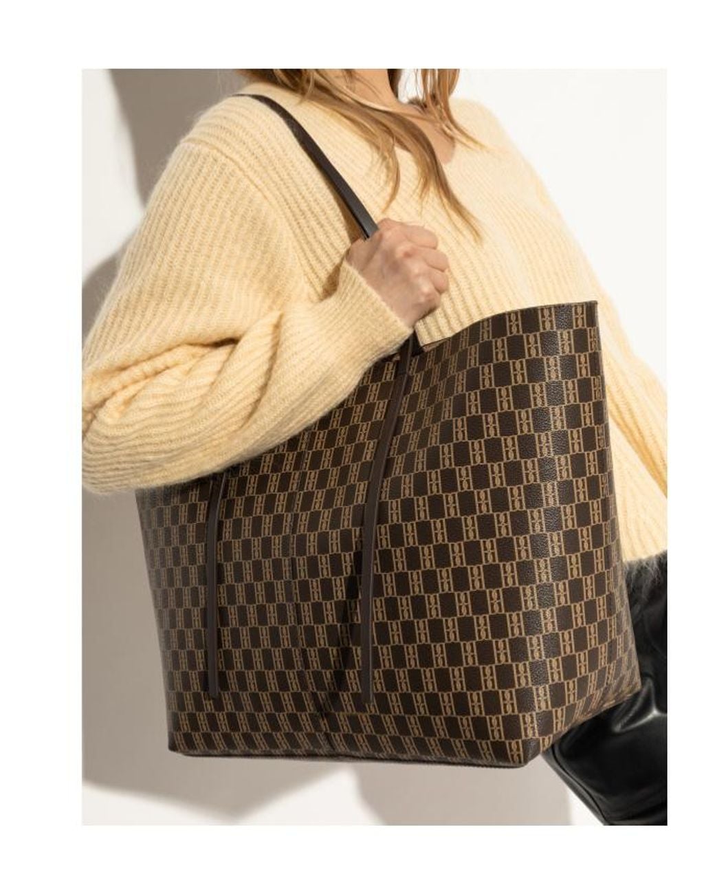 By Malene Birger Brown Signature Pattern Tote Bag