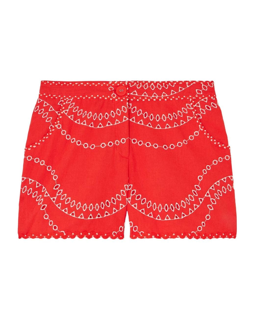 Charo Ruiz Red Drea Broderie Anglaise Cotton-Blend Shorts