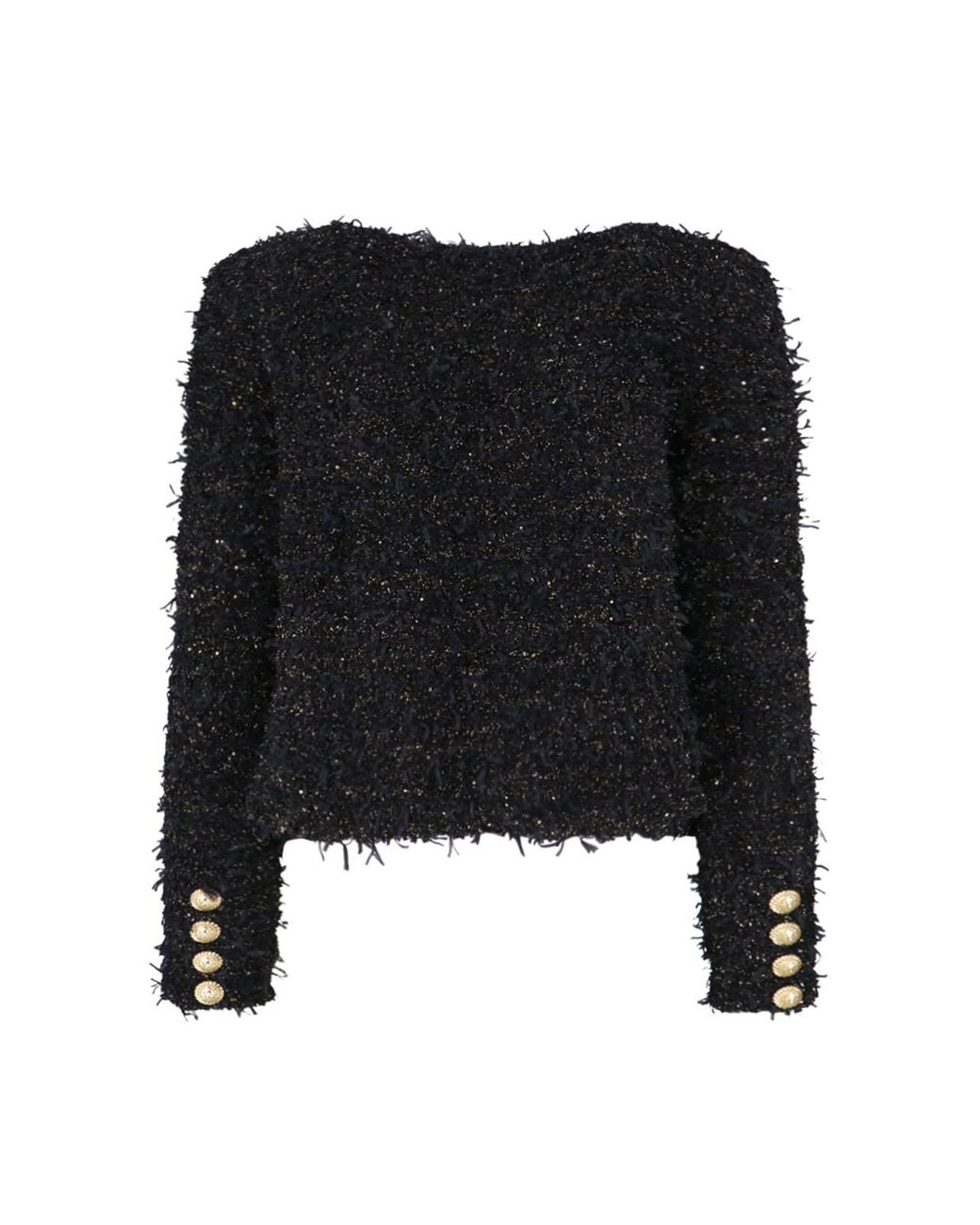 Balmain Black Tweed Buttoned Jacket