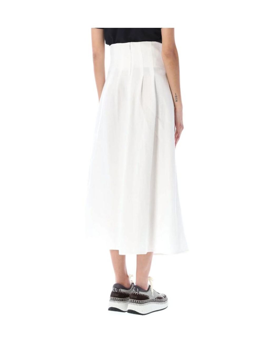 Chloé White High-Waist Linen Long Skirt