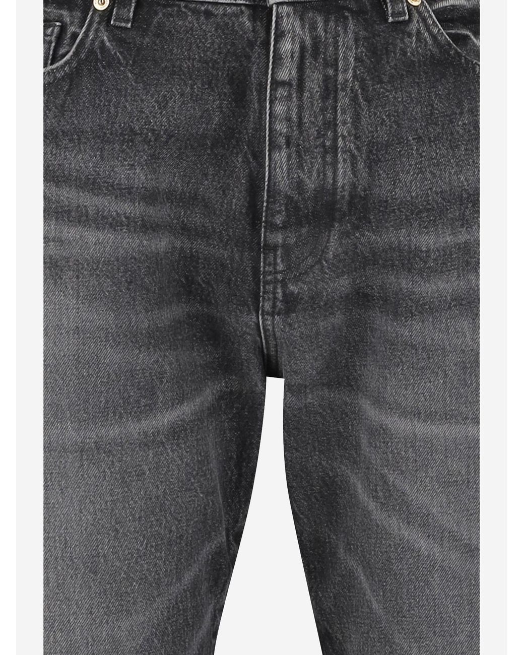 Versace Gray Logo-Patch Straight-Leg Jeans for men
