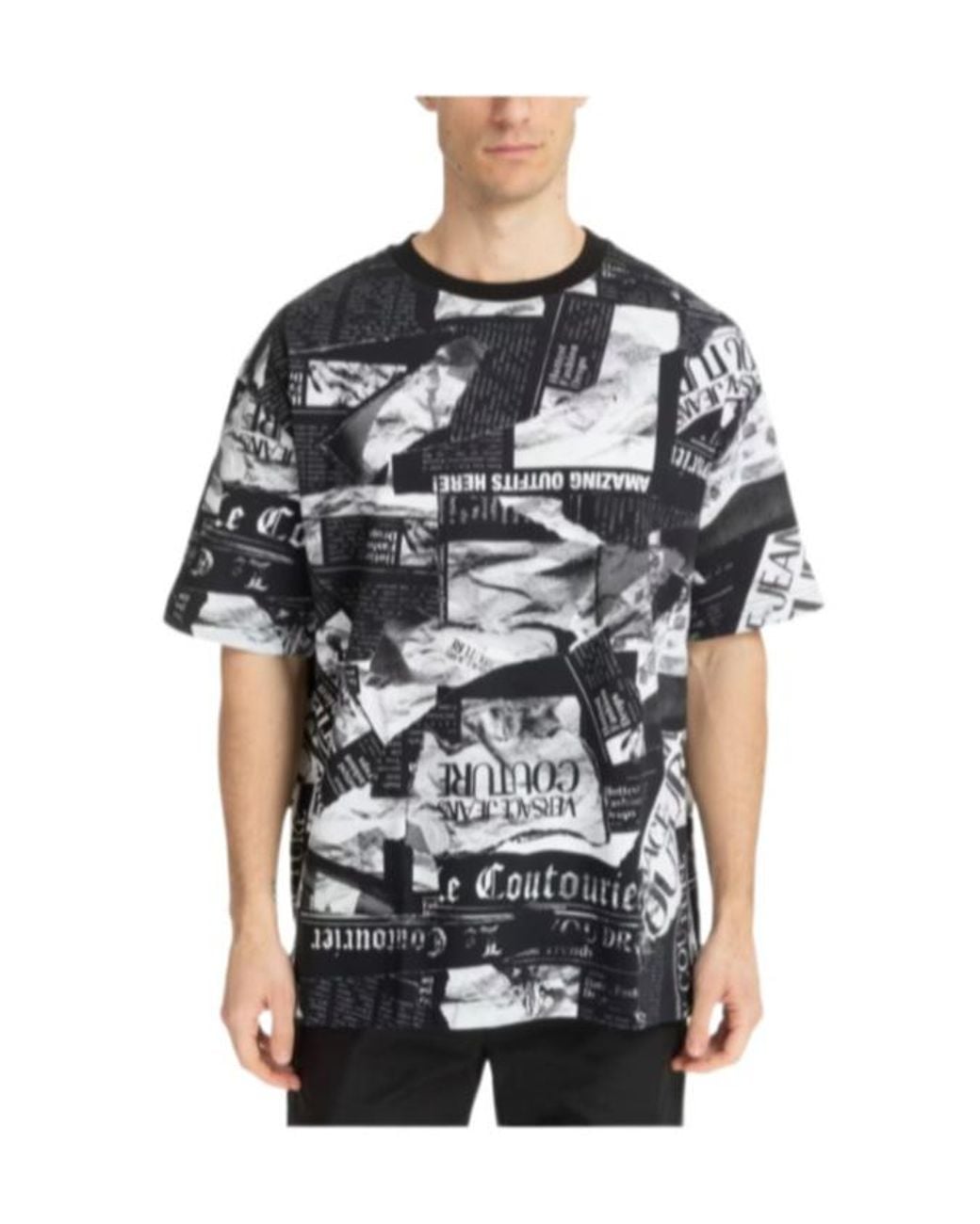 Versace Jeans Blue Newspaper-Print T-Shirt for men