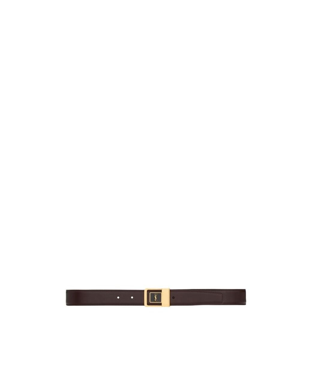 Saint Laurent White La 66 Buckle Belt