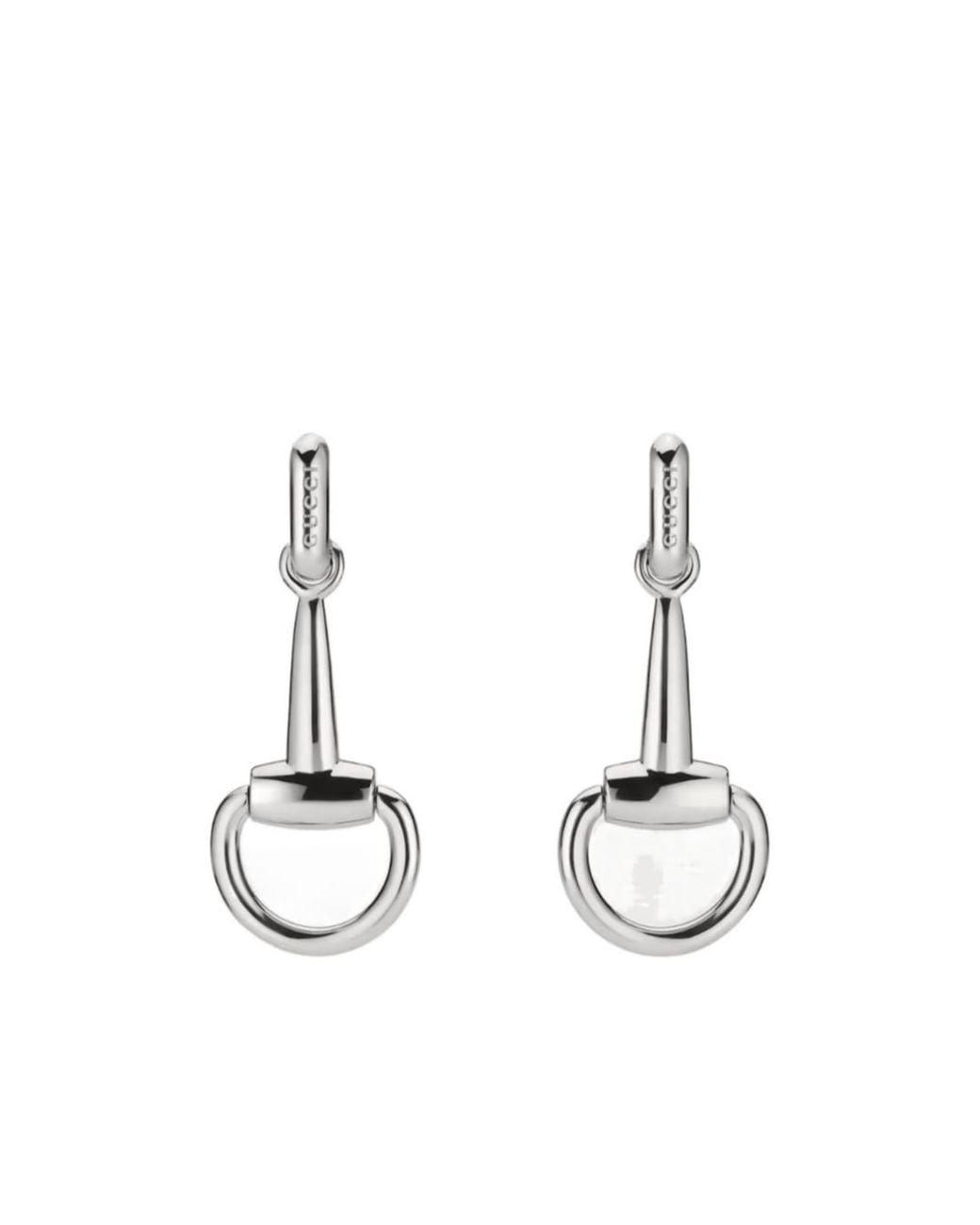 Gucci White Horsebit Earrings