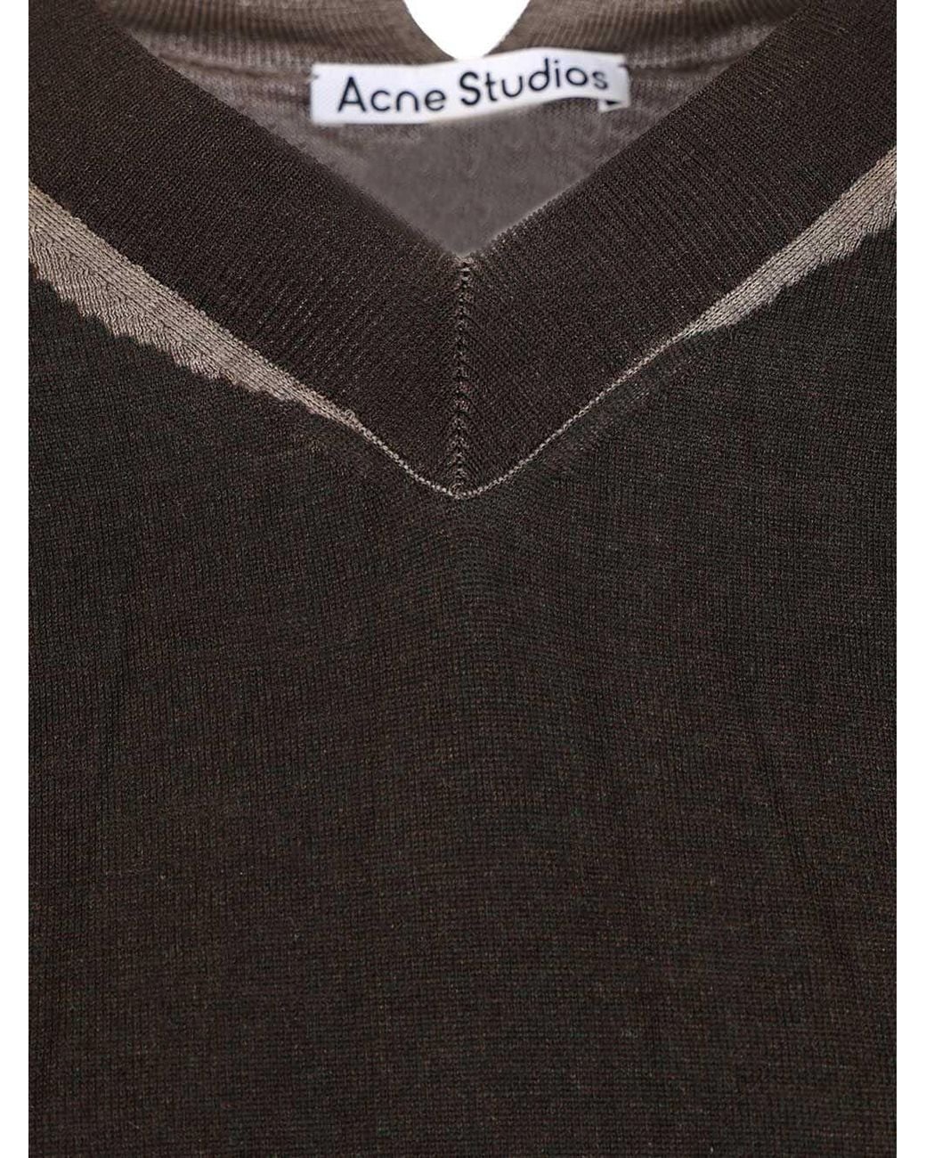 Acne Black Wrinkled V-Neck Jumper