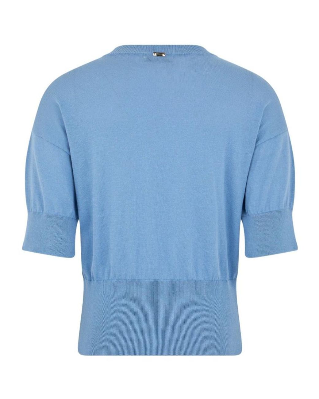 Herno Blue Fine Knit Short-Sleeve Top