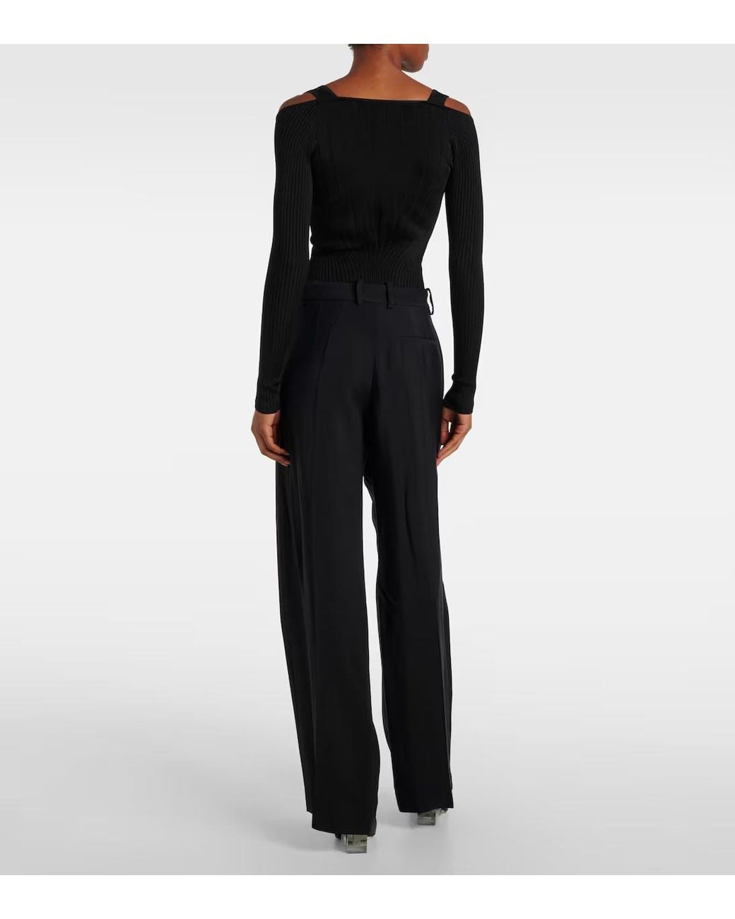 Mugler Black Long Sleeve Knitted Jumpsuit