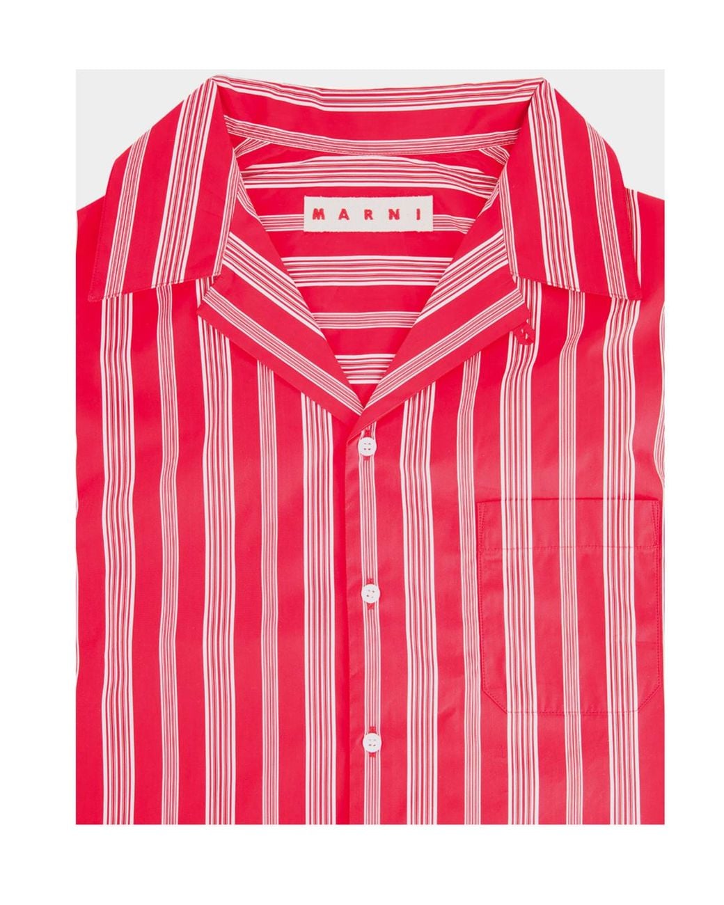 Marni Red Striped Short-Sleeve Shirt for men
